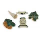 Vintage Finds Including Pinecone, Leaf, and Rolling Pin