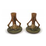 Pair of Roseville Magnolia Candle Holders