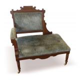 Victorian Eastlake Parlor Chair with Blue Upholstery