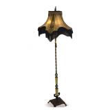 Impressive Vintage Floor Lamp with Elaborate Fringed Shade