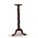 Carved Wooden Plant Stand with Figural and Foliage Details