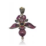 Barbara Bixby Sterling Silver & 18K Flower Pendant with Pearls & Stones