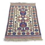 Afghan Handwoven Rug with Floral and Geometric Design