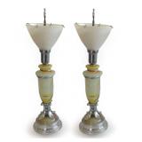 Pair of Art Deco Akro Agate Table Lamps