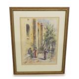 Signed Watercolor Painting of San Gabriel Mission