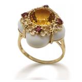 14K Gold Ring with Gemstones...size 9
