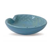 Murano Light Blue Glass Ashtray with Gold Flecked Interior