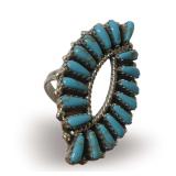 Zuni Sterling Silver and Petit Point Turquoise Ring