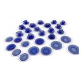 Akro Agate Blue Glass Miniature Cup and Saucer Collection