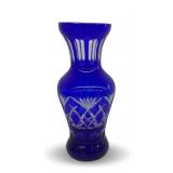 Highly Detailed Bohemian Blue Crystal Vase