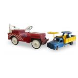 Two Structo Ride-Em Toys: Wrecker and Dump Truck