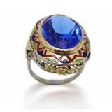 10K Gold Ring with Blue Stone - Size 6.5