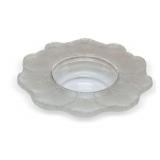 Lalique "Honfleur" Frosted Art Glass Vase with Leaf Pattern