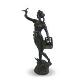 Bronze Recast Sculpture of a Woman with Birds... Attributed to Guillemin