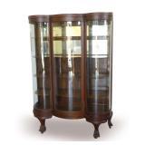Impressive Curved Glass China Cabinet with Claw Feet