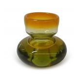 Olive and Amber Blown Glass Vase