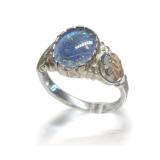12K Gold and Sterling Blue Opal Ring... Size 11