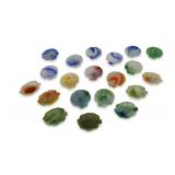 Eighteen Marbled Glass Seashell and Leaf Shaped Dishes