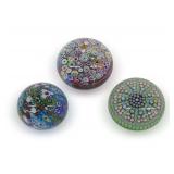 Three Art Glass Paperweights
