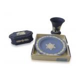 Wedgwood Jasperware Box, Dish, and Vase
