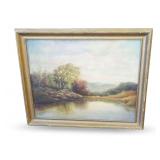 Framed Landscape Oil Painting by M. Mills Bell