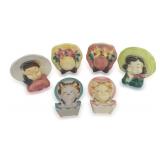 Six Royal Copley Wall Pocket Vases