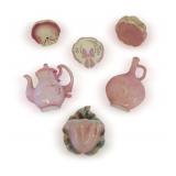 Six Pink Walker Ceramic Wall Pockets