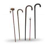 Five Vintage Walking Sticks and Canes