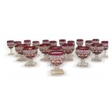 Set of 20 Cranberry Red and Clear Stemmed Glasses