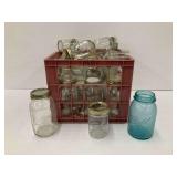 Group of Mason Jars in Crate