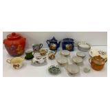 Variety of Vintage Tableware including Floral Cookie Jar and Royal Crown