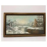 Framed Winter Landscape Painting Signed Gordon...see photos