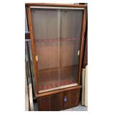 Wooden Long Gun Display Cabinet with Storage Base