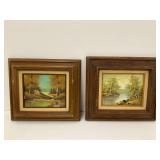 Two Framed Landscape Oil Paintings on Canvas