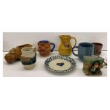 Various Pottery: Vases, Mugs, and a Plate