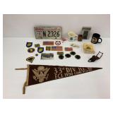 Military Memorabilia - Illinois National Guard, Pennant, Patches, Mugs, License Plate
