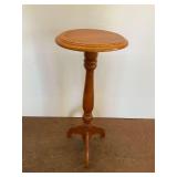 Round Wooden Pedestal Accent Table