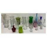 Assortment of Glass Vases in Various Shapes and Colors