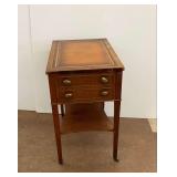 Vintage Leather Top Table with Drawer and Shelf...see description and photos