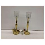 Pair of Gold-Tone Metal and Glass Accent Lamps... work...see description and photos