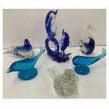 Art Glass Figures - Dolphins, Whale, Birds, and Swan