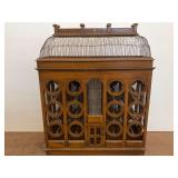 Large Wooden Bird Cage with Wire Top