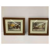 Framed "Farmyard in Winter" and "Old Mill" Needlework Pictures