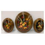 Set of 3 Oval Floral Wall Art Plaques