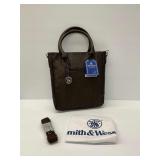 New Smith & Wesson Dark Brown Leather Concealed Carry Flat Tote