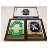 Three Beer Advertising Mirrors - Lowenbrau, Pabst Blue Ribbon, and Heineken