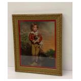 Framed Print of Boy with Dog  in Ornate Frame