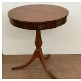 Vintage Mersman Drum Table with Drawer