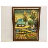 Framed Oil Painting of Mountain Landscape by Frank Allison