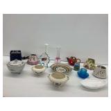 Lefton China Anniversary Bowl, Floral Bowls, and Candle Holders